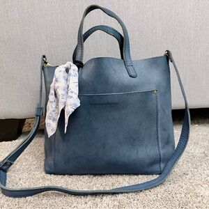 Portland Leather Indigo blue medium cross body. Hard to find color.